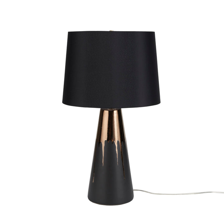 Nourison 27" Black & Gold Paint Drip Ceramic Table Lamp for Bedroom Living