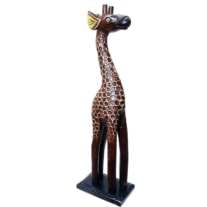 Handmade Textured Wood Giraffe Statue (Indonesia) Multi Color