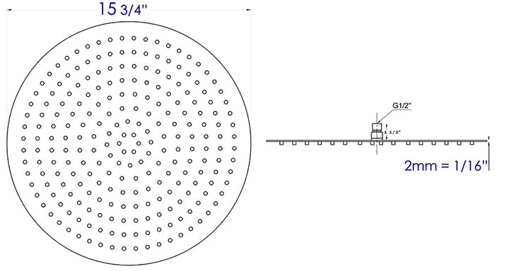 Alfi 16" Round Black Matte Stainless Steel Ultra-Thin Shower Head - Diamond Home USA