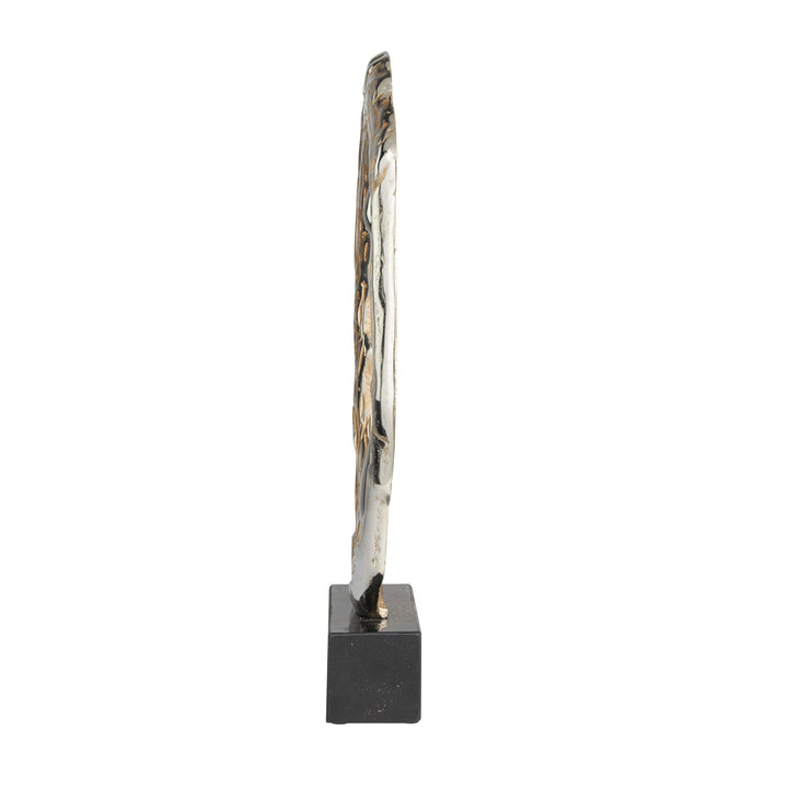 Silver Abstract Sculpture with Marble Base