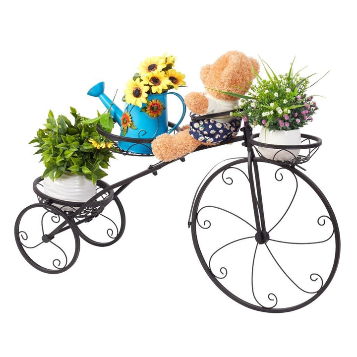 Tricycle Iron Planter Stand 3 Potted Metal icycle Shape Plant Flower Pot Rack