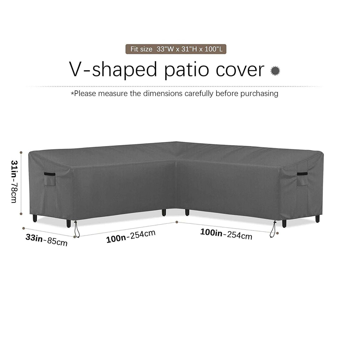 V Shaped Patio Couch Cover Waterproof Heavy Duty Furniture Sectional Sofa with 100"x100"x33.5"(V-Shaped)