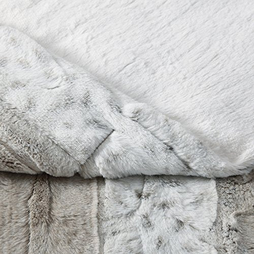 Oversized Snow Leopard Neutral Faux Fur Filled Throw 60x70 inches