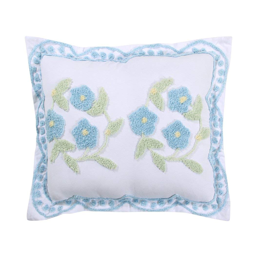 1 Piece Chenille Standard Pillow Sham Floral Pattern Pillow Case Shabby