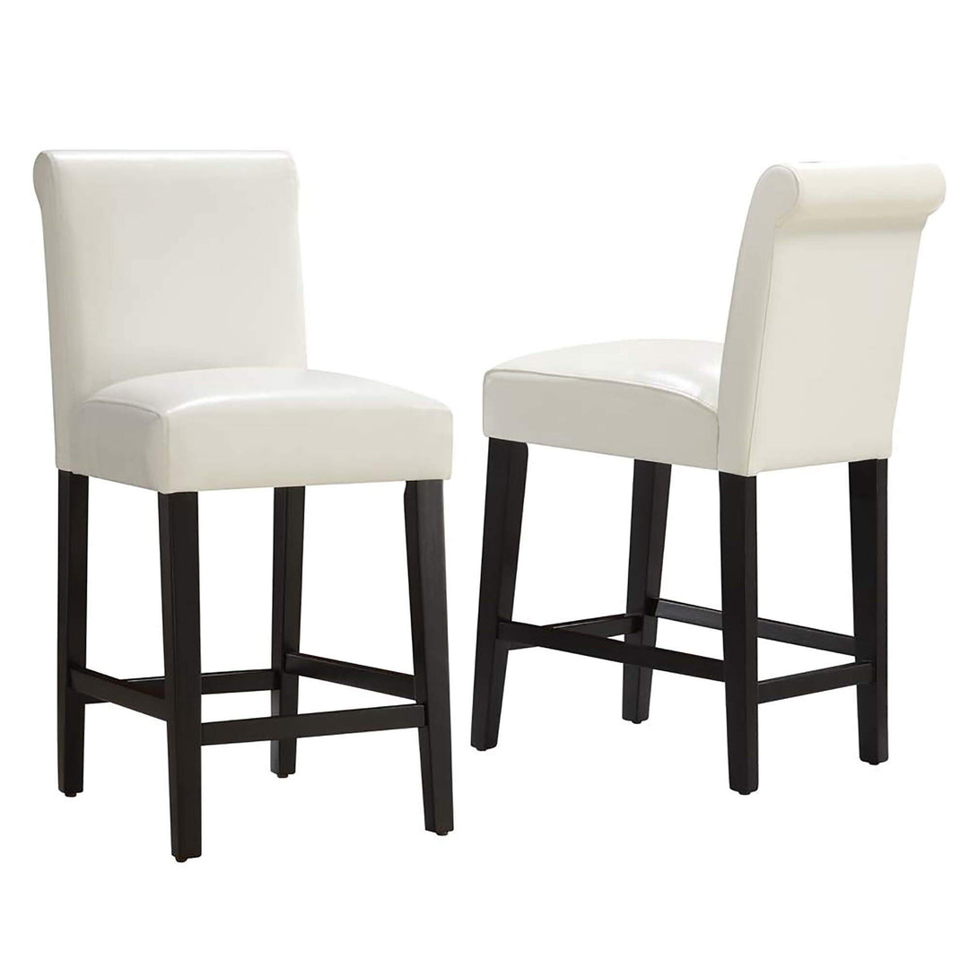 White Faux Leather 24-inch Counter Height High Back Stools (Set of 2) Bold