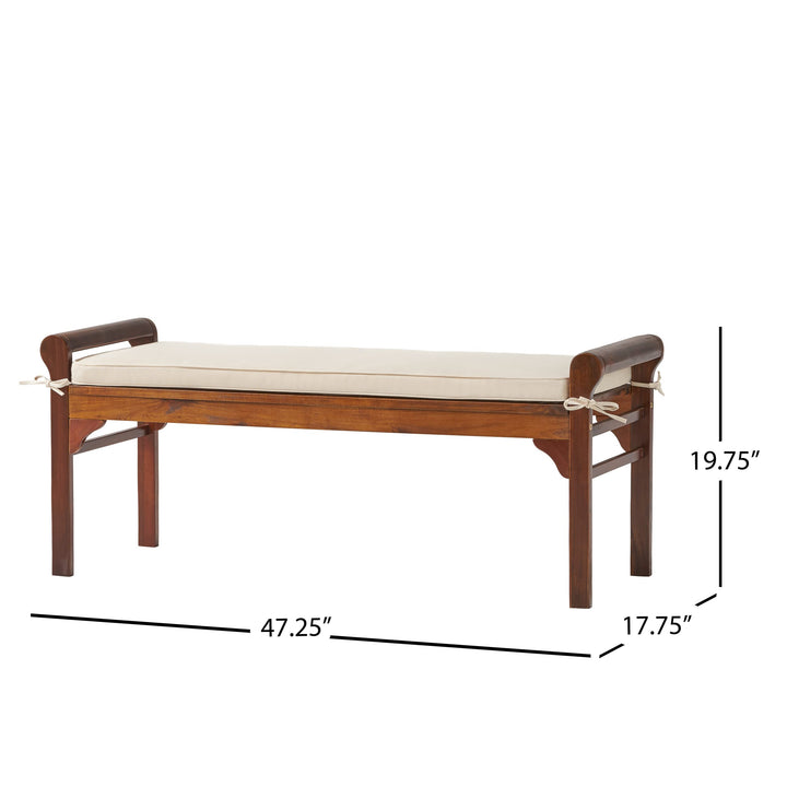 Christopher Knight Home Nelson Wood Bench with Cushion Rich Mahogany Mahogany+Cream