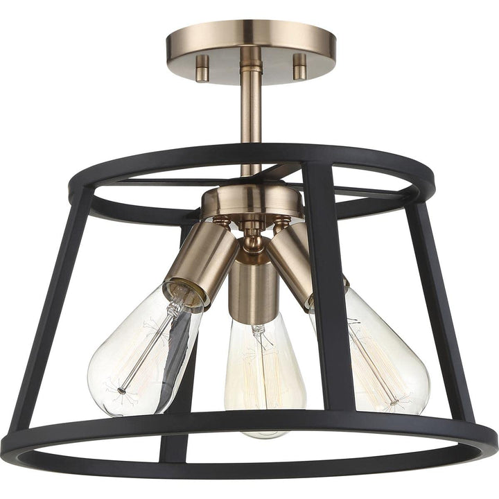 Nuvo 60/6643 Chassis 3 Light Semi-Flush Mount Fixture Copper Brushed Brass