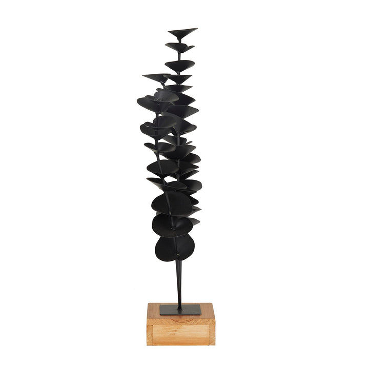 Black Metal Contemporary Floral Sculpture 9 X 4 18 Iron