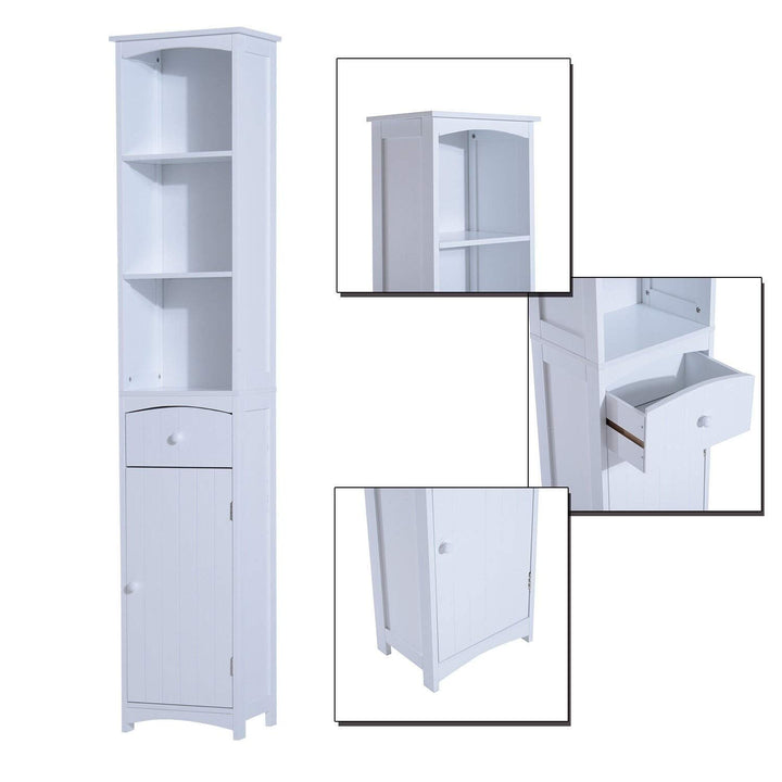 67" Free Standing Bathroom Tower Storage Cabinet Space Saving Floor Organizer - Diamond Home USA