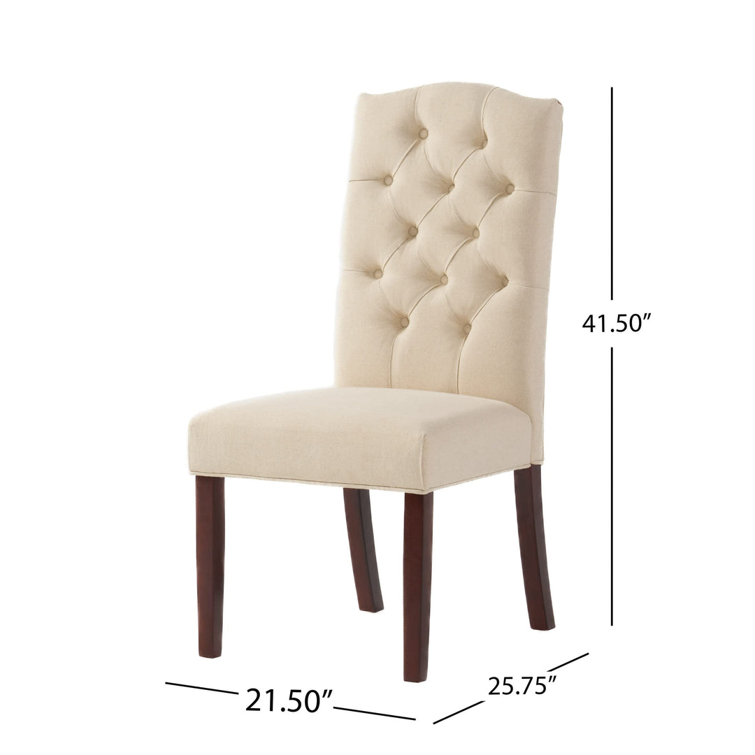 Christopher Knight Home Clark Crown Top Linen Dining Chairs 2-Pcs Set Ivory