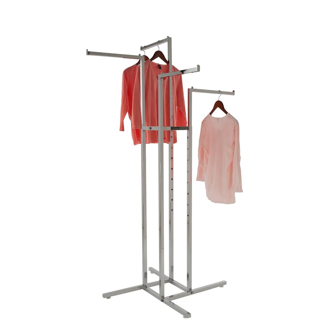 Econoco K10 Heavy Duty 4 Way Clothing Rack Adjustable Height Arms Square