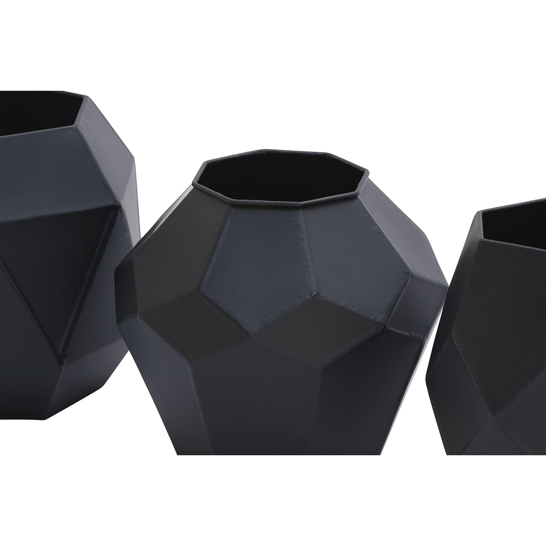 Black Iron Contemporary Vase (Set of 3) Modern