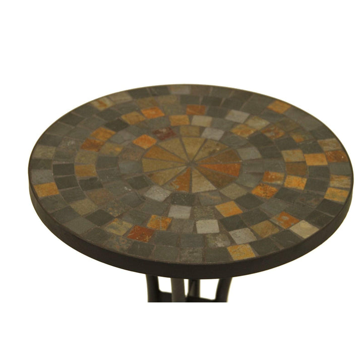 18-inch Slate Mosaic Accent Table Round Powder Coated - Diamond Home USA