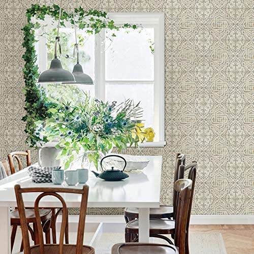 Olive Spanish Tile Wallpaper 20.5in X Green Geometric Farmhouse Paper Washable