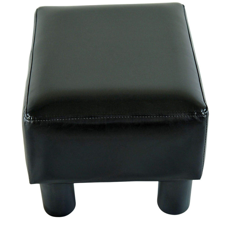 Meadow Modern Small Black Faux Leather Ottoman/Footrest Stool Solid Contemporary