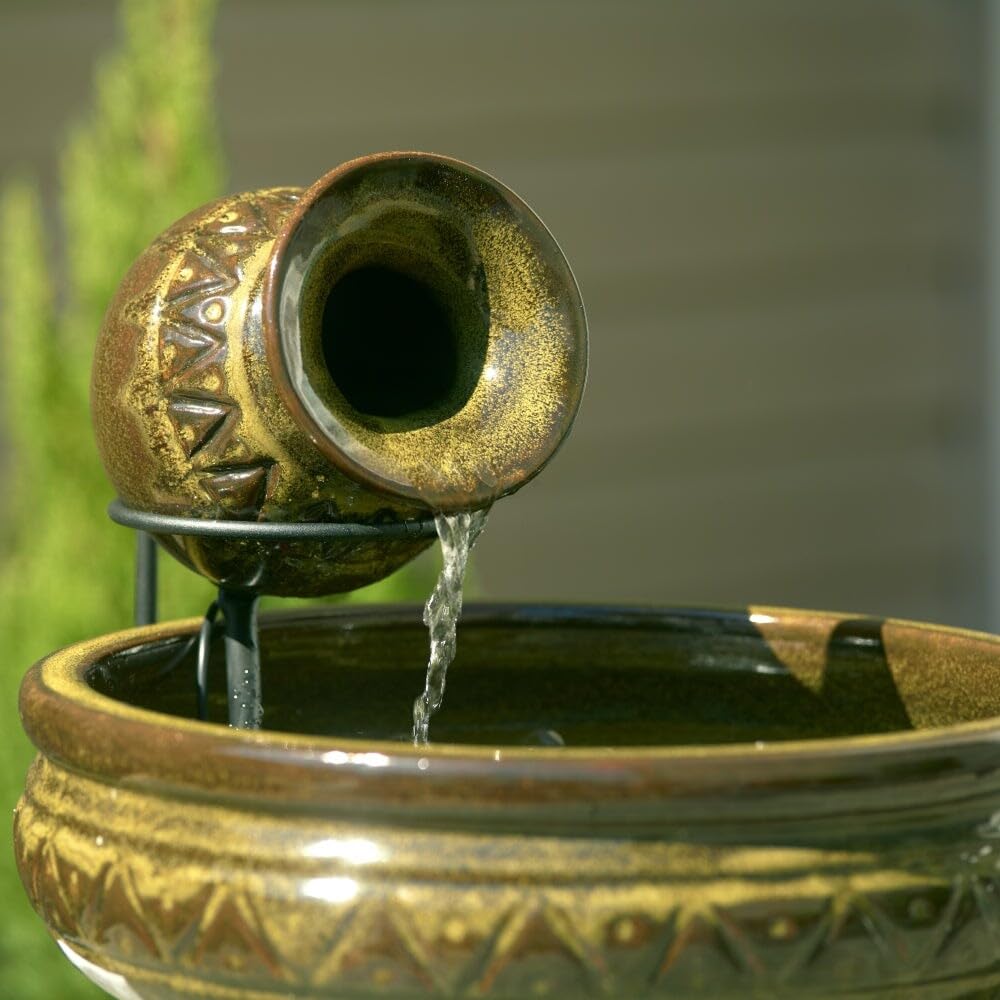 Solar Jug Fountain Green Ceramic