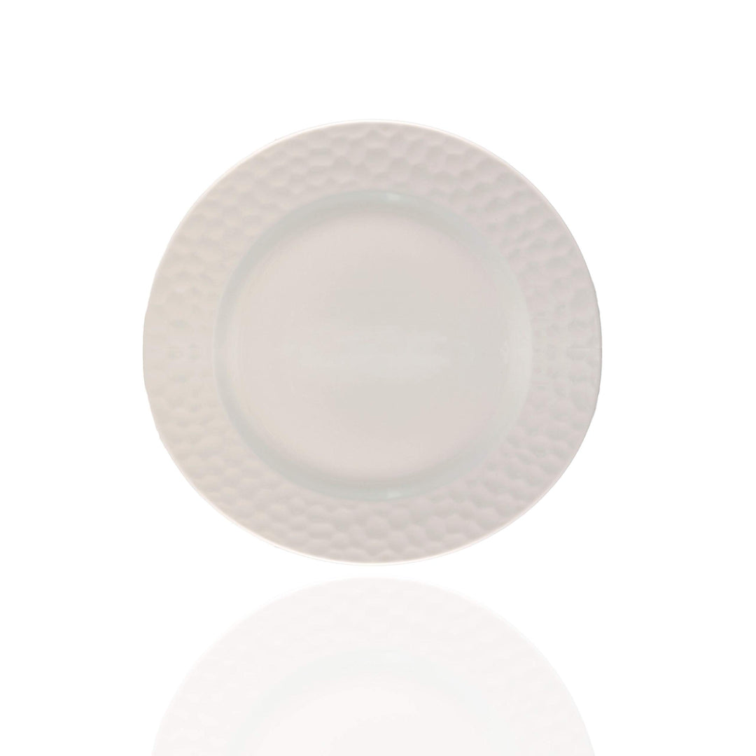 Pebble Beach Salad Plates Set /4 White Textured Modern ontemporary Round Bone