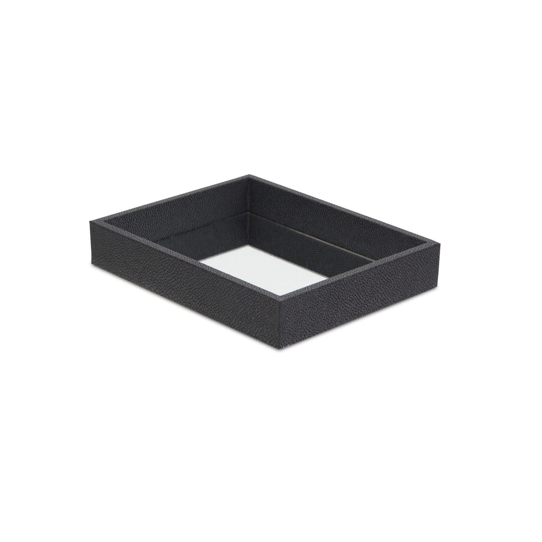 Black Mirrored Tray 18 W X 14 D 7 H Rectangle Wood