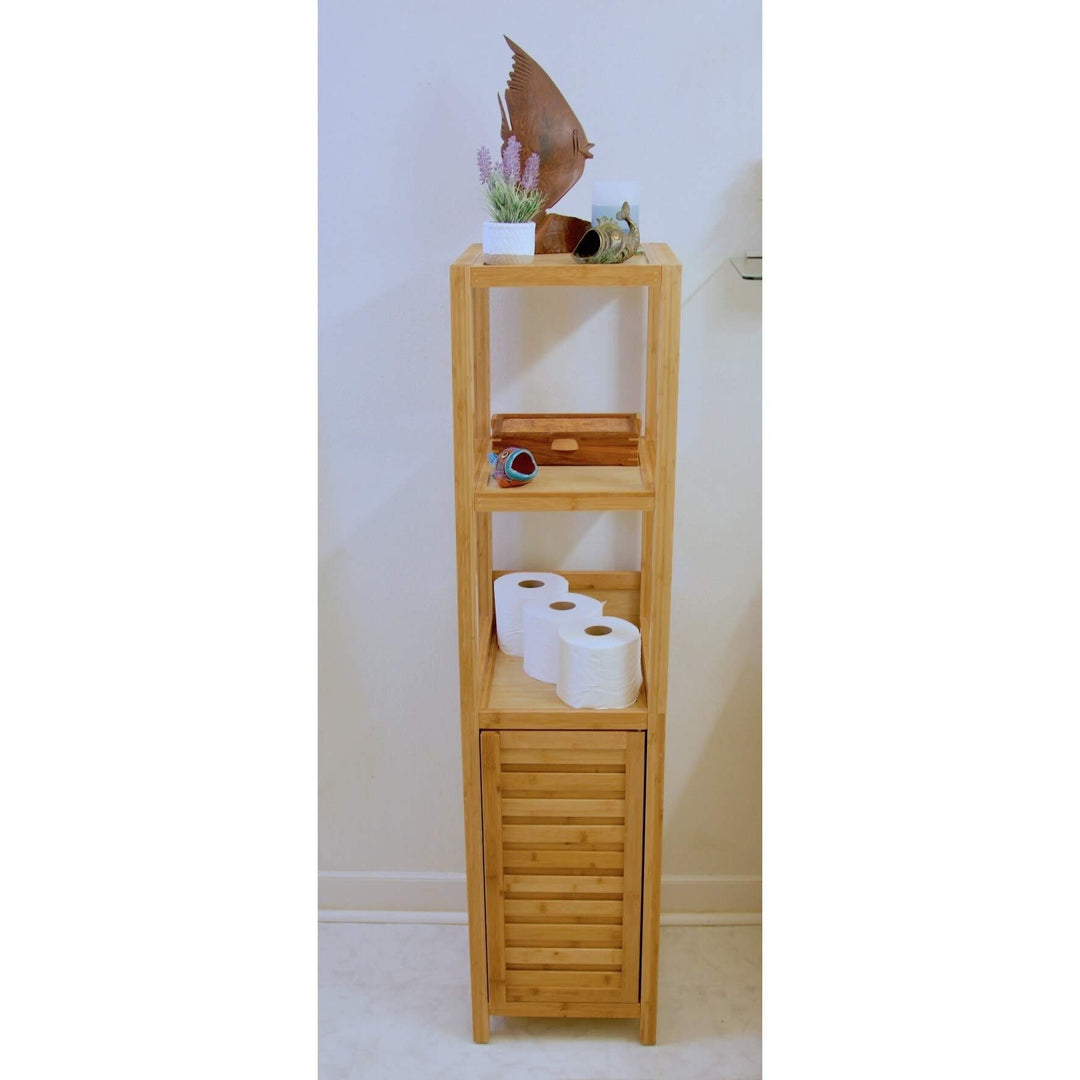 Burning Tree Solid Bamboo Sp Storage Tower Cabinet Tan Modern Contemporary