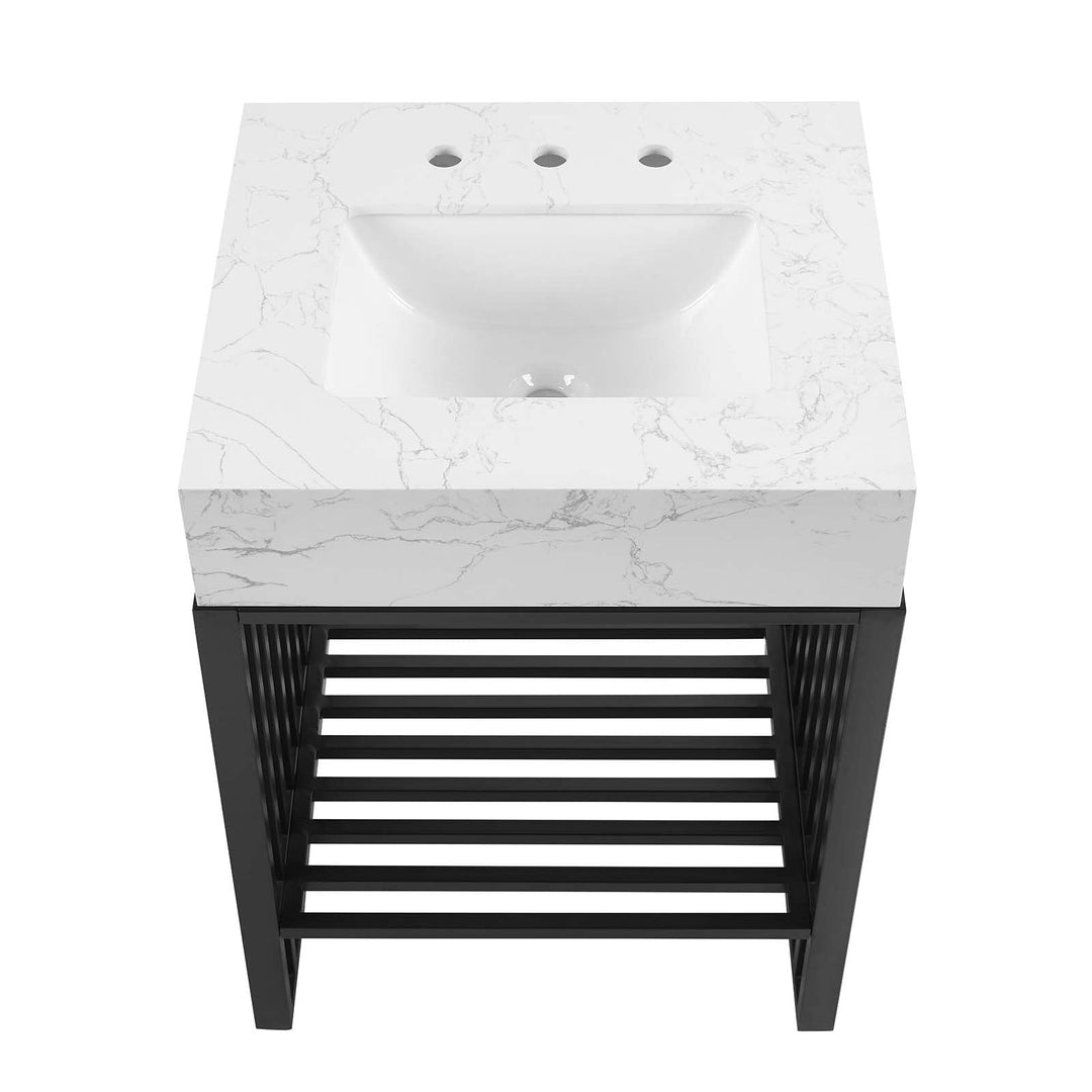 Modway Gridiron 24" Stainless Steel Bathroom Vanity 24 Inch Black