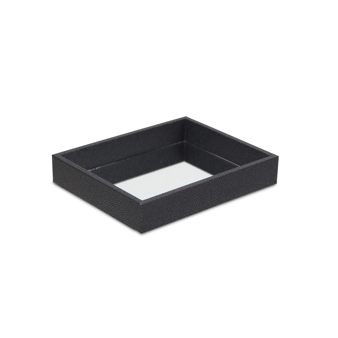 Black Mirrored Tray 18 W X 14 D 7 H Rectangle Wood