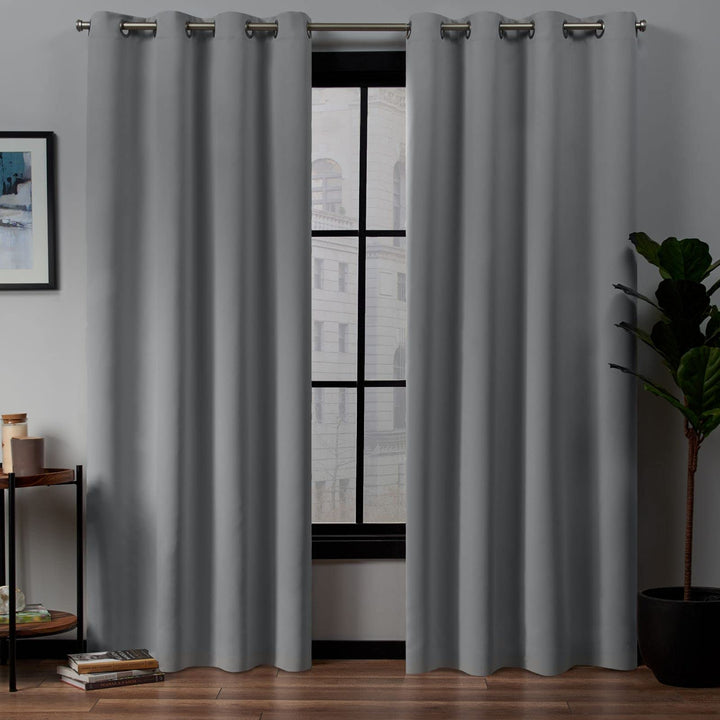 Exclusive Home Academy Total Blackout Grommet Top Curtain Panel Pair 52"x96" 52x96 - Silver