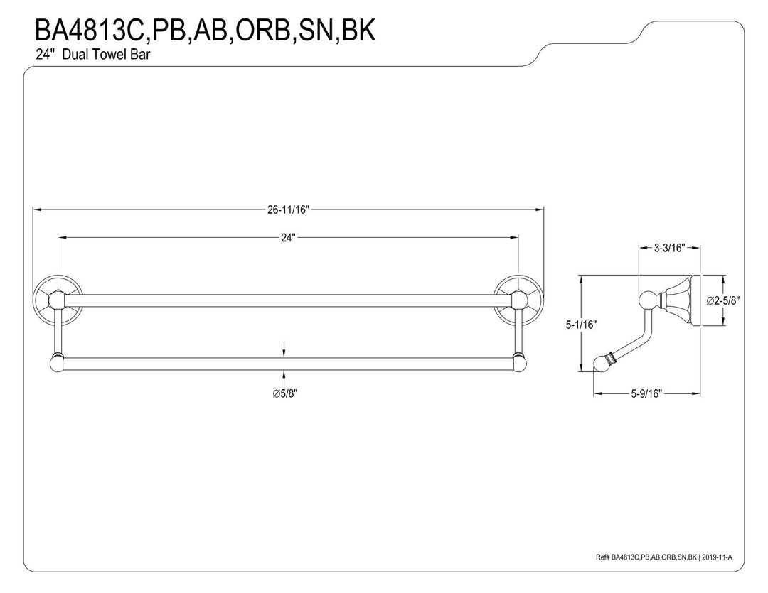 Kingston Brass Metropolitan 24-Inch Dual Towel Bar