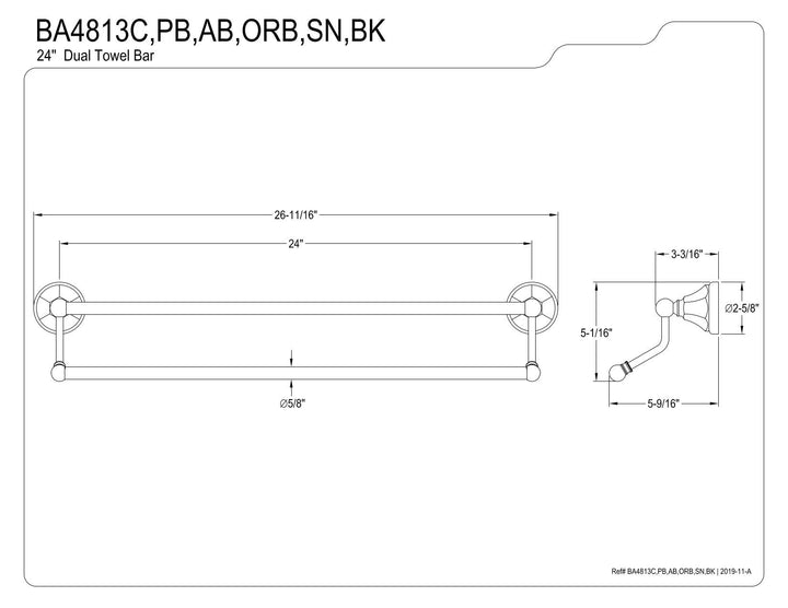 Kingston Brass Metropolitan 24-Inch Dual Towel Bar