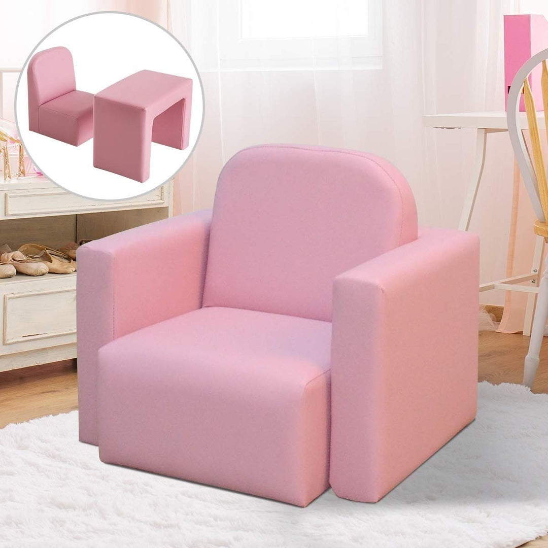 2-in-1 Multifunctional Convertible Kids Table and Chair Set Pink Modern