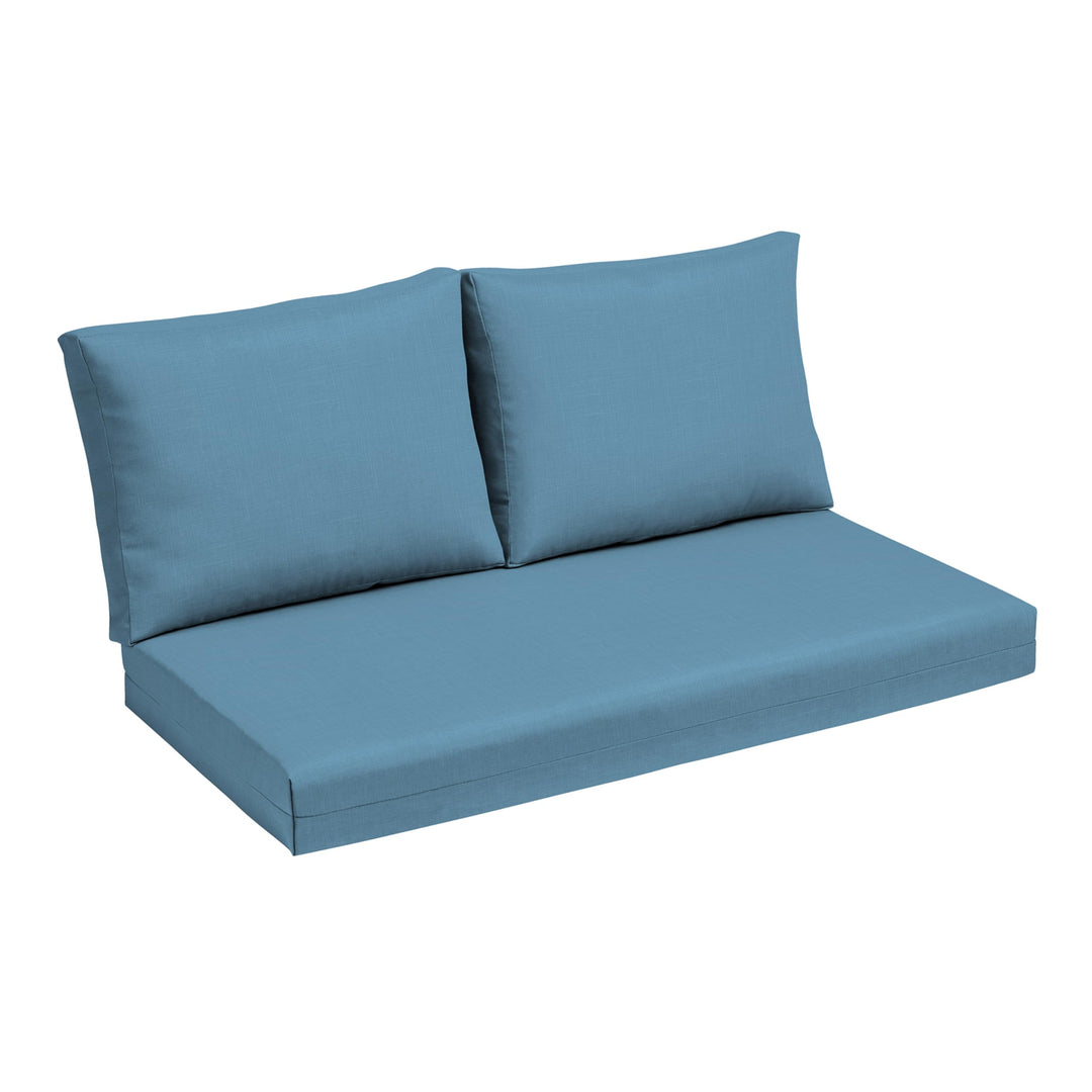 Arden Selections Outdoor Loveseat Cushion Set 48 x 24 Water Repellent Fade French Blue Texture