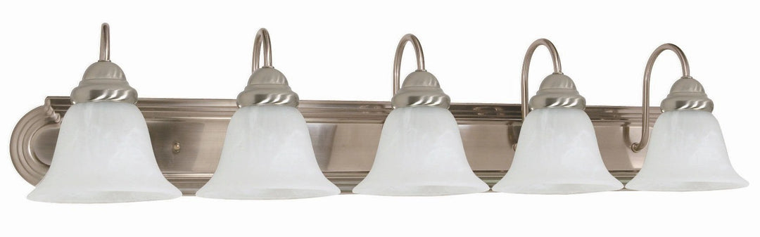 Nuvo 60/323 Five Wall-Vanity Light Fixture 5 Brushed Nickel/Alabaster Glass