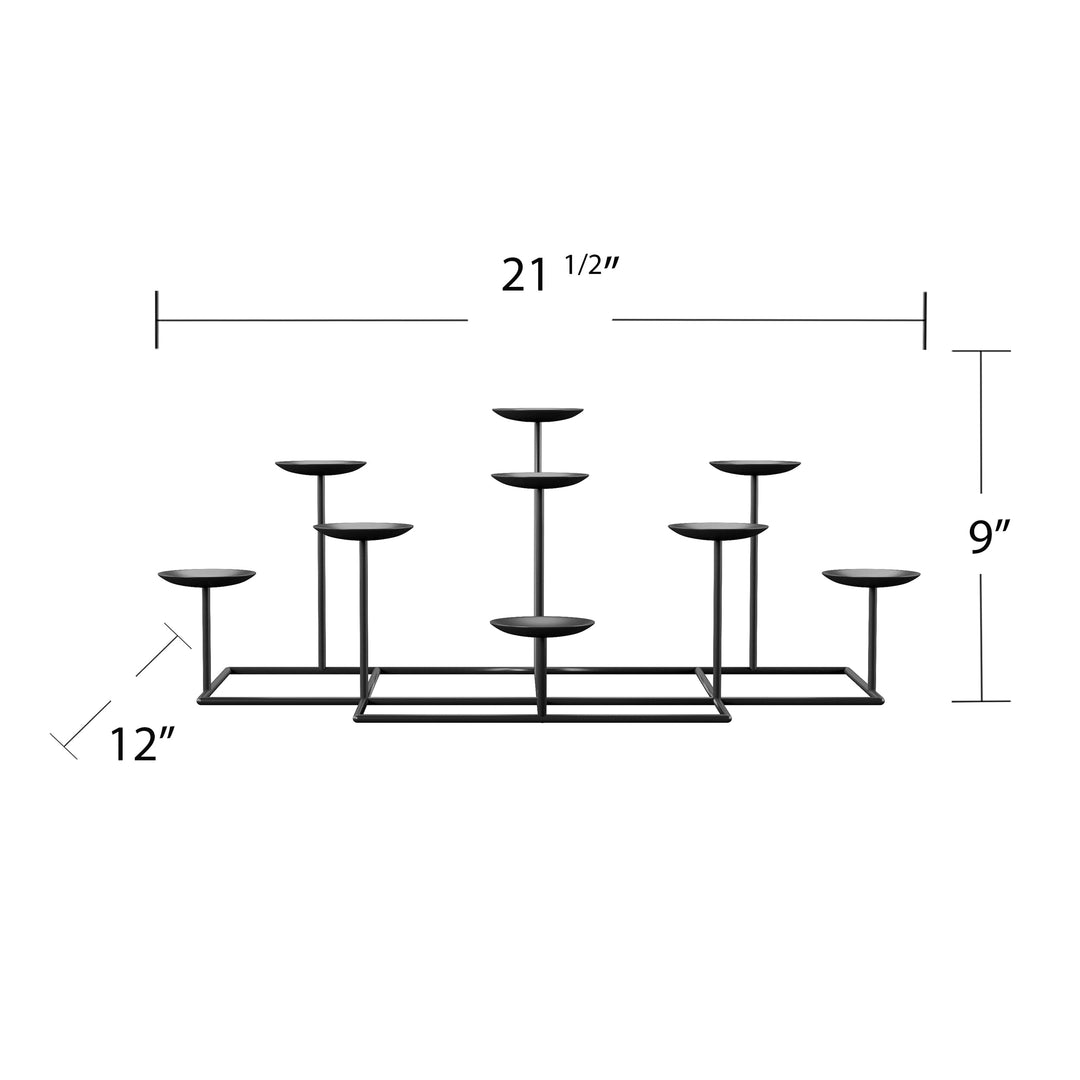 SEI Furniture 9 Candle Wrought Iron Candelabra Matte Black