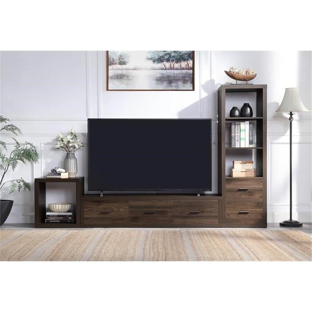 Acme Harel Wooden Rectangular TV Stand with 3 Large Drawers in Walnut - Diamond Home USA