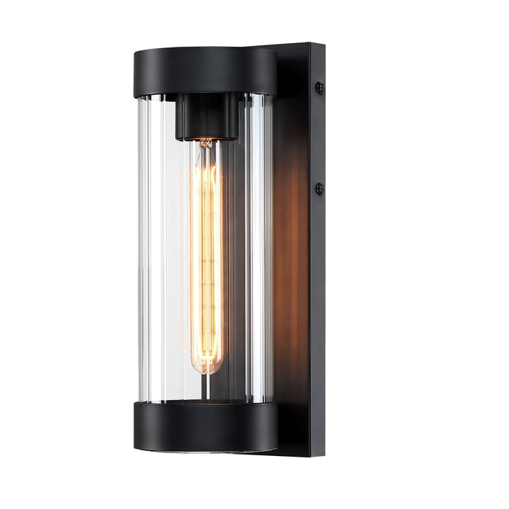 1-light 13 Inch Outdoor Wall Light with Matte Black Finish Clear Glass - Diamond Home USA