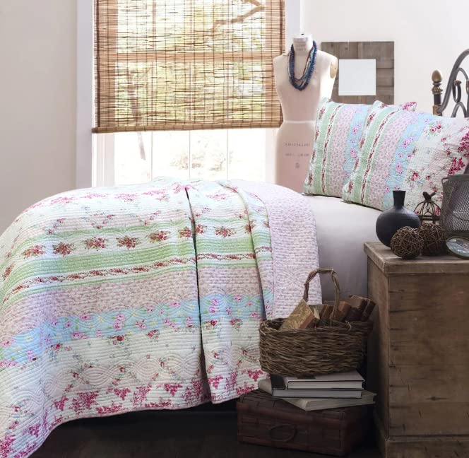 3 Piece Quilt Set Shabby Patchwork Vintage Chic