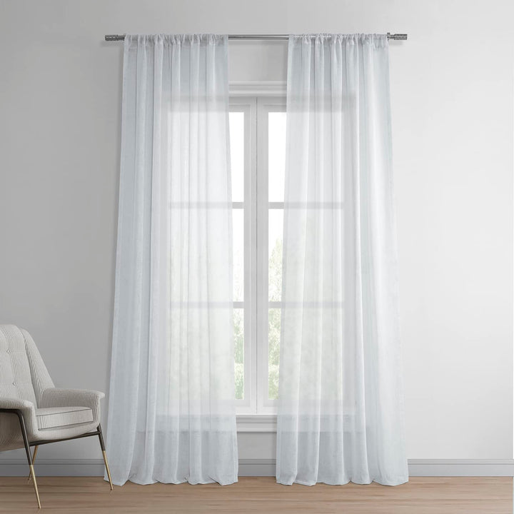 HPD Half Price Drapes Solid Sheer Curtains For Living Room Linen Texture 50 X 96 50 X 96 - Aspen White