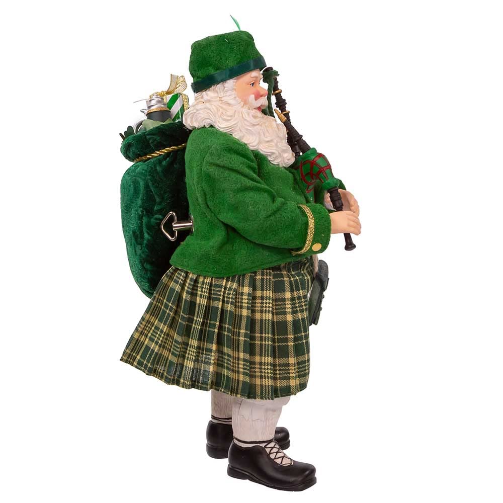 Kurt Adler 10.5-Inch Fabriché Musical Irish Bagpiper Santa