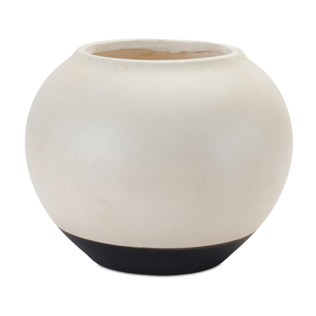 Two Tone Ceramic Vase 8.75" d White