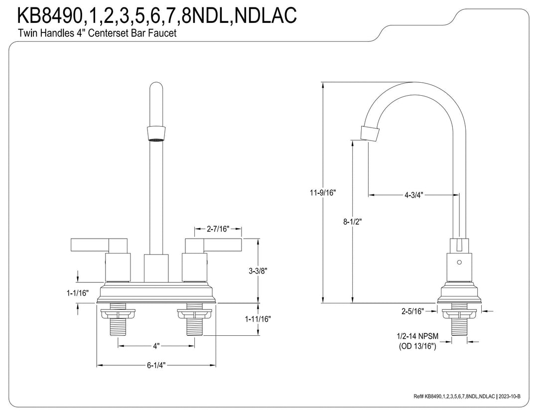 Kingston Brass NuvoFusion 4 in. Centerset Bar Faucet