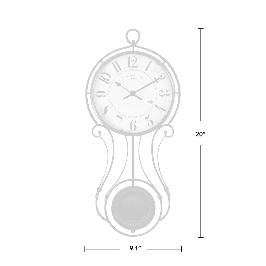 Pendulum Wall Clock American Crafted Black Metal 9.1 X 2.36 20 in -