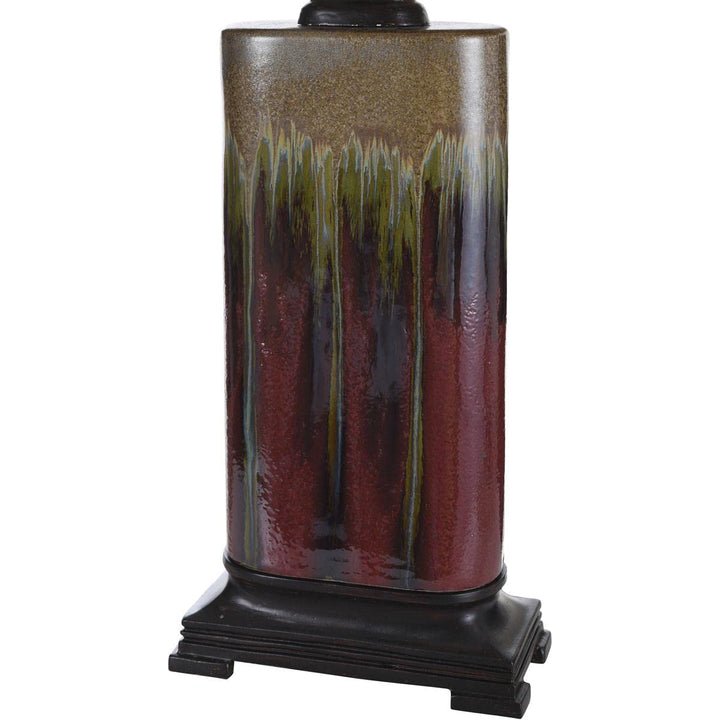 Stylecraft Home Collection L34377DS Signature Table Lamp Dark Red and Tan Glaze