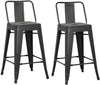 AC Pacific Modern Industrial Metal Bar Stools with Stylish Low Back Matte Finish Black