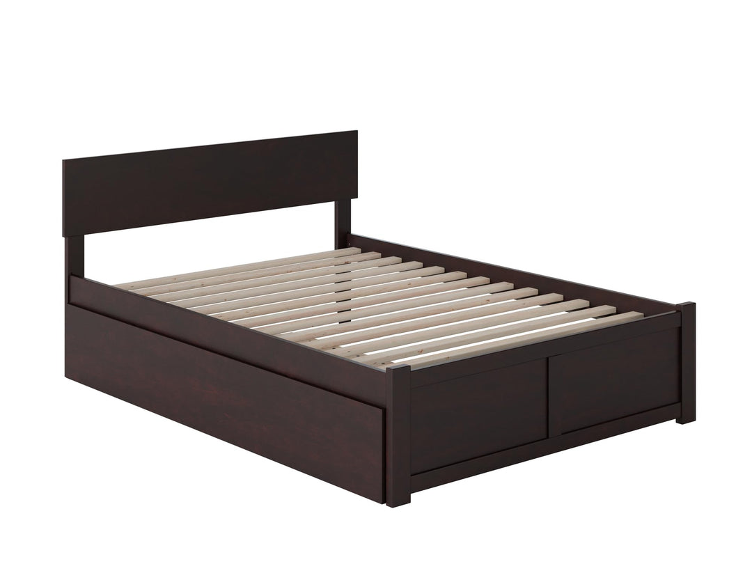 AFI Orlando Queen Size Platform Bed with Footboard & Twin XL Trundle in Espresso - Diamond Home USA