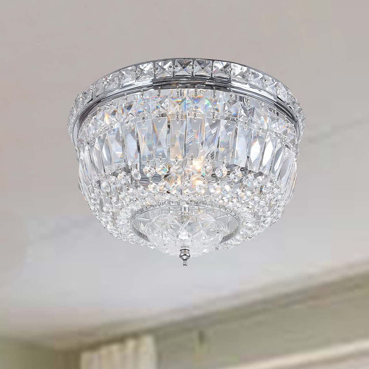 The Lighting Store Elisa Chrome Crystal Basket Flush Mount Chandelier