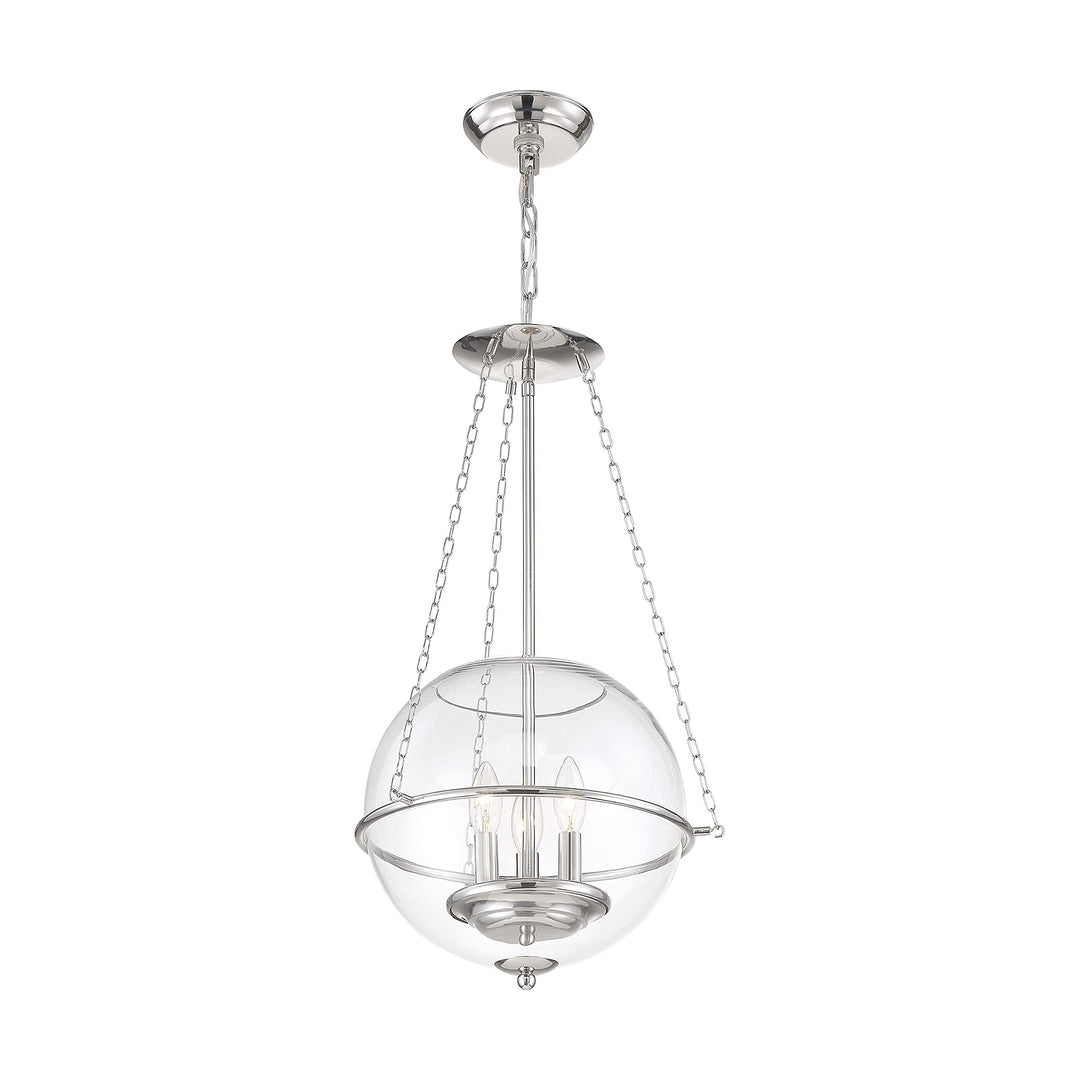 Nuvo 60/6952 Odyssey Pendant Fixture Polished Nickel with Clear Glass 3 Light