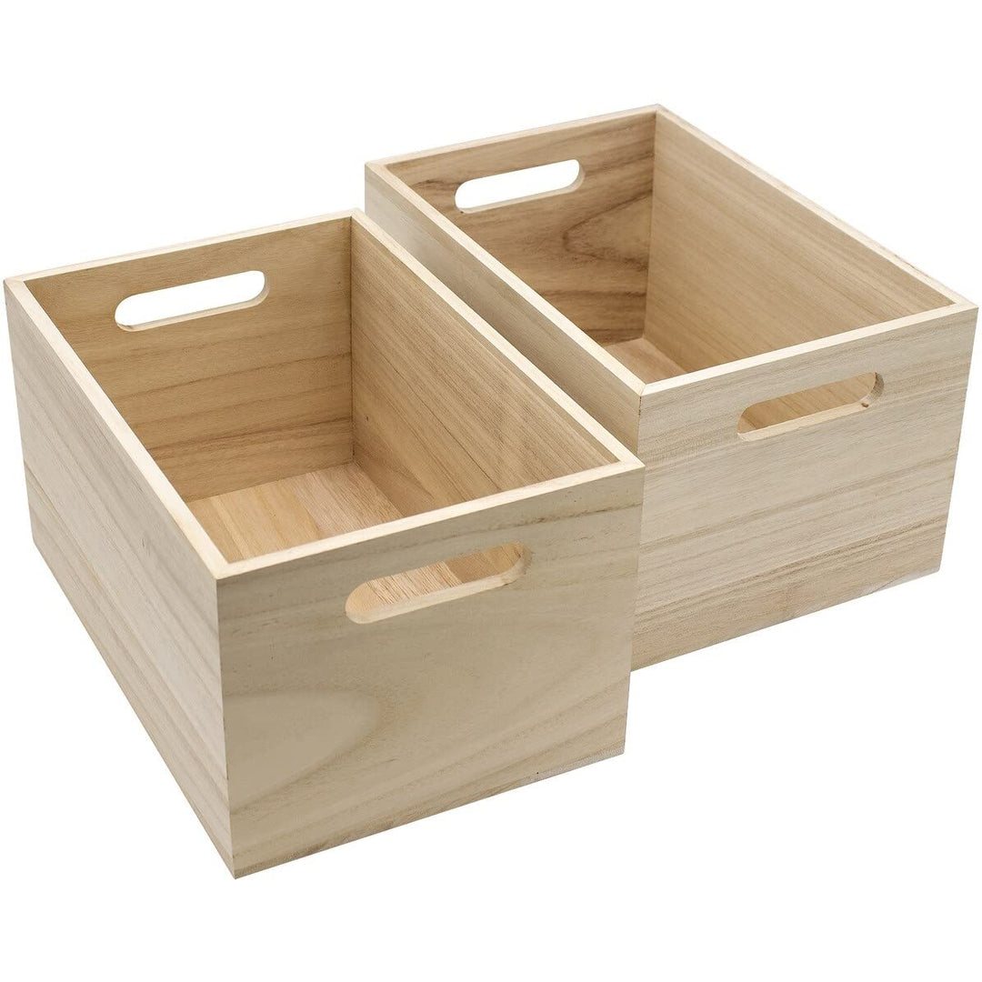 Unfinished Wood Crates Organizer Bins Wooden Box Cabinet Containers Brown Wood