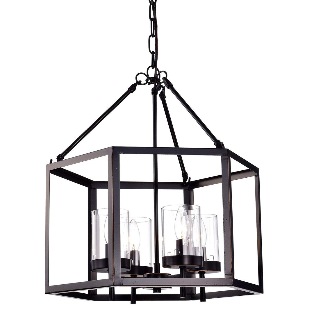 Oil Rubbed Bronze 4-light Hexagon Lantern Cage Chandelier Farmhouse Metal