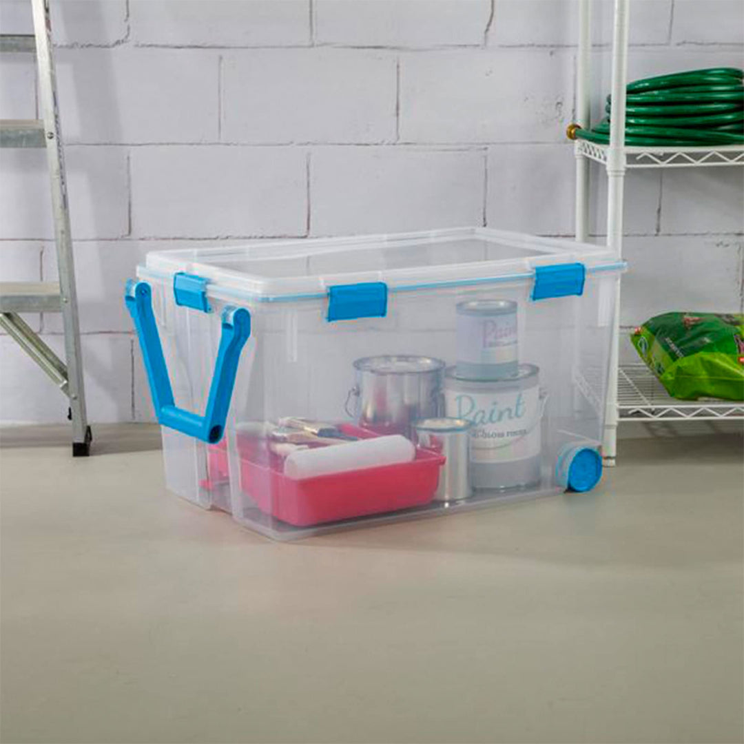 Sterilite 120 Qt Wheeled Gasket Box Stackable Storage Bin with Latching Lid