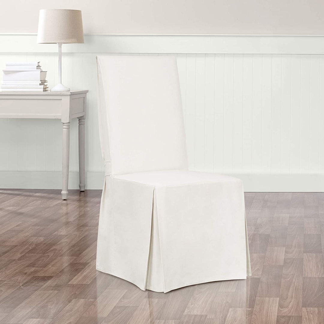 SureFit Essential Twill Long Dining Chair Slipcover Dining Chair Cover with