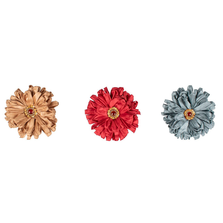 5" Flower Magnet Shade Embellishment Set Blue Red Yellow Glam Modern - Diamond Home USA